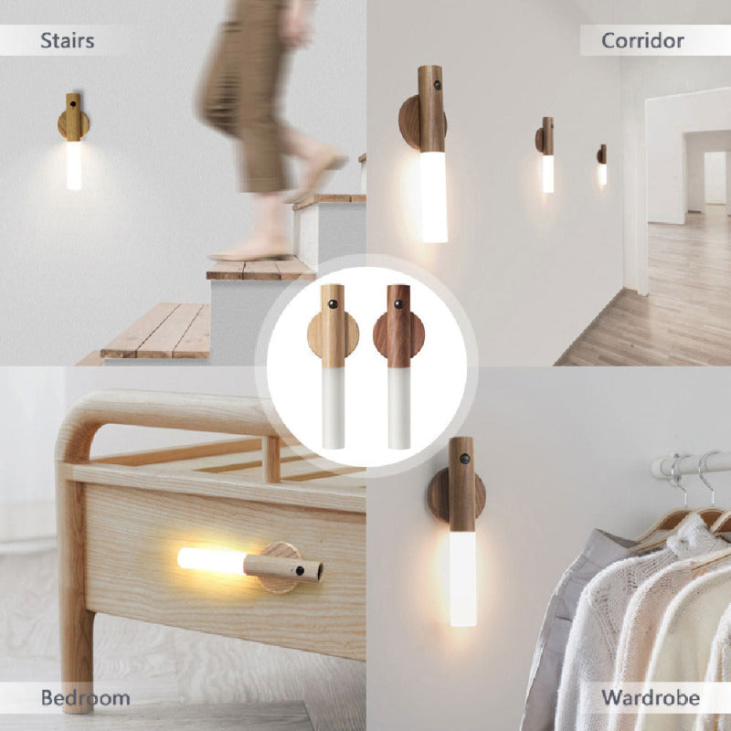 LED USB Magnetic Wood Night Light with Motion Sensor - bliblikishop
