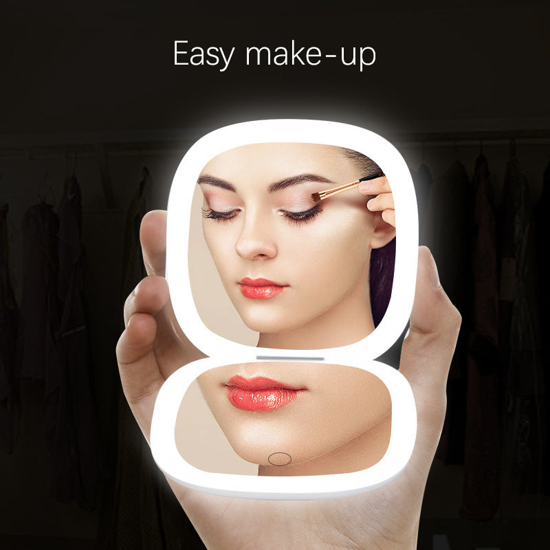 Handheld Led Make-up Mirror Foldable And Portable Portable Makeup Mirror - bliblikishop