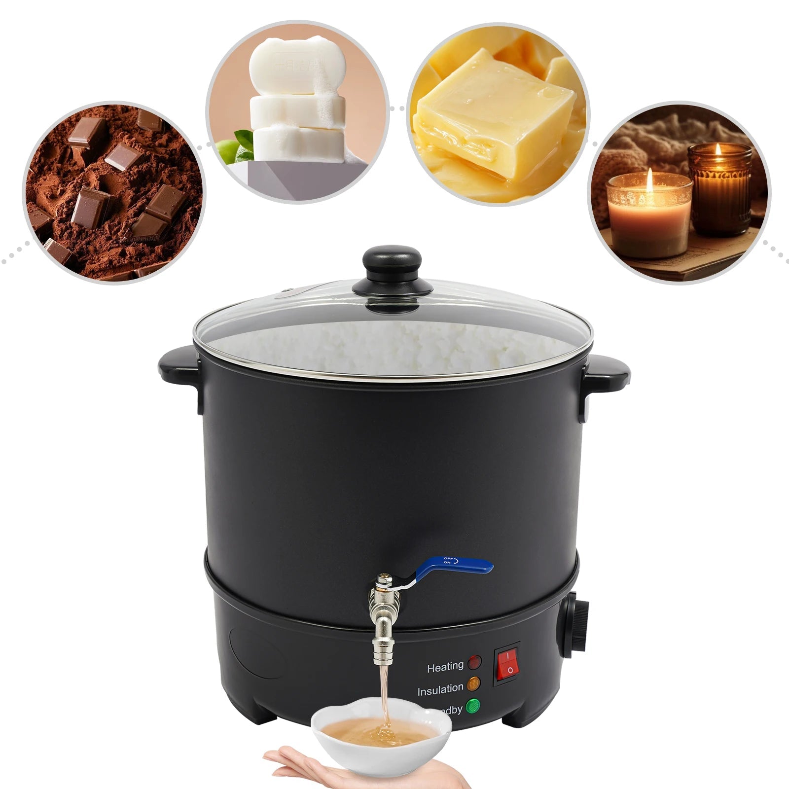 8/10L Wax Melter DIY Candle Making Kit Electric Wax Melting Pot Household and Commercial WaxHeater 122~212 ℉ Temperature Control - bliblikishop