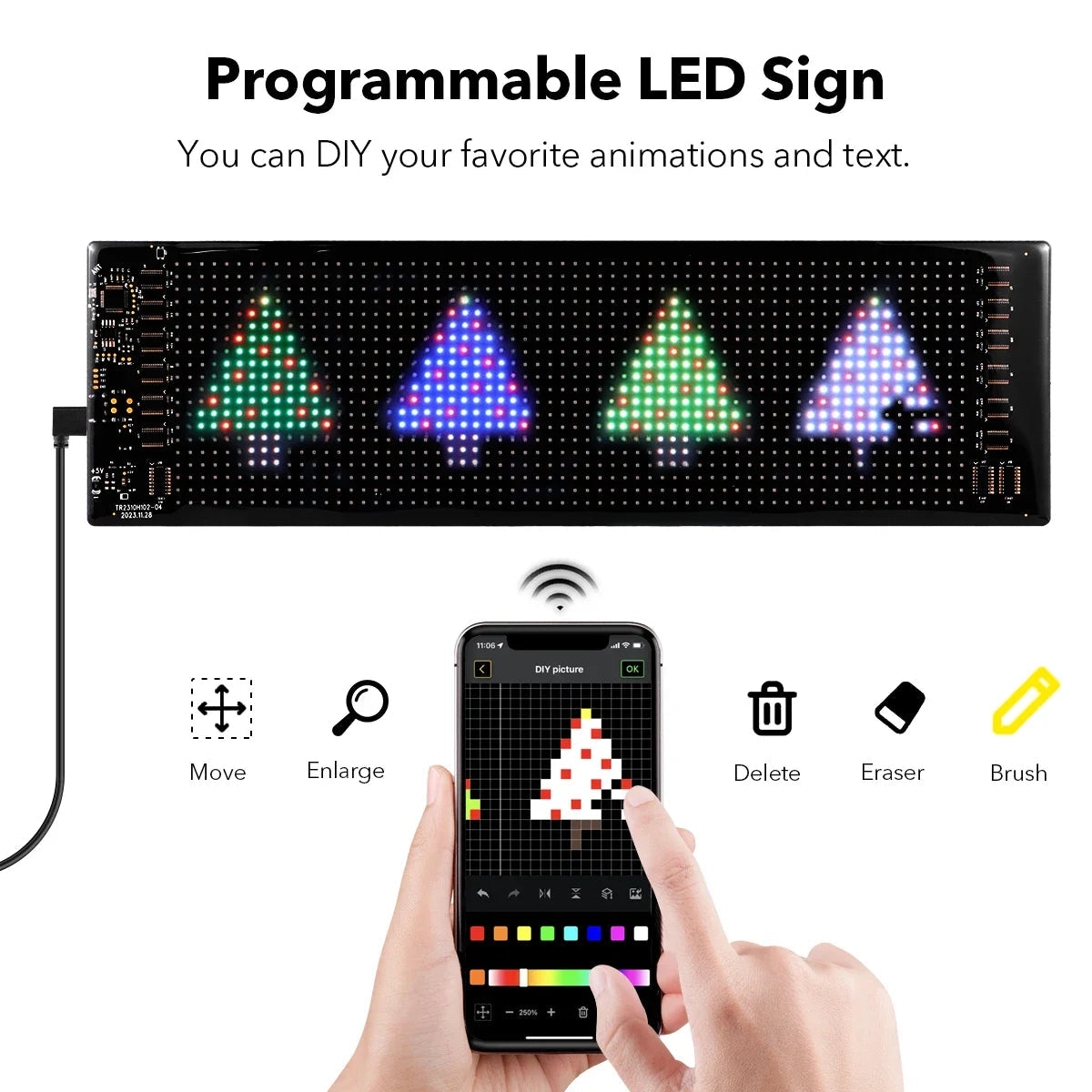 Truck Car Devil Eye LED Sign Car Scrolling Advertising USB 5V Bluetooth App Control Logo Light Custom Text Pattern Animation - bliblikishop