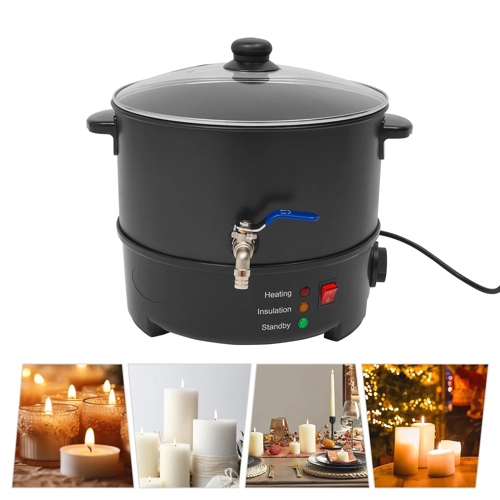 8/10L Wax Melter DIY Candle Making Kit Electric Wax Melting Pot Household and Commercial WaxHeater 122~212 ℉ Temperature Control - bliblikishop