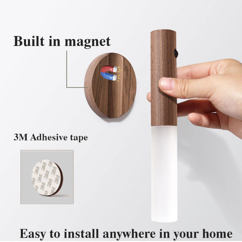 LED USB Magnetic Wood Night Light with Motion Sensor - bliblikishop