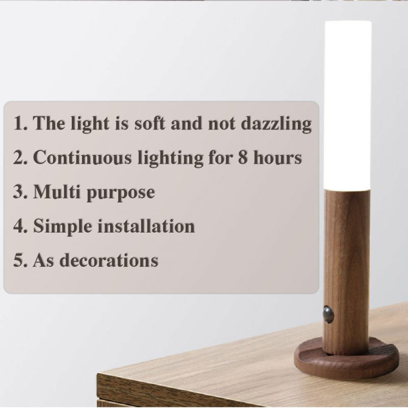 LED USB Magnetic Wood Night Light with Motion Sensor - bliblikishop
