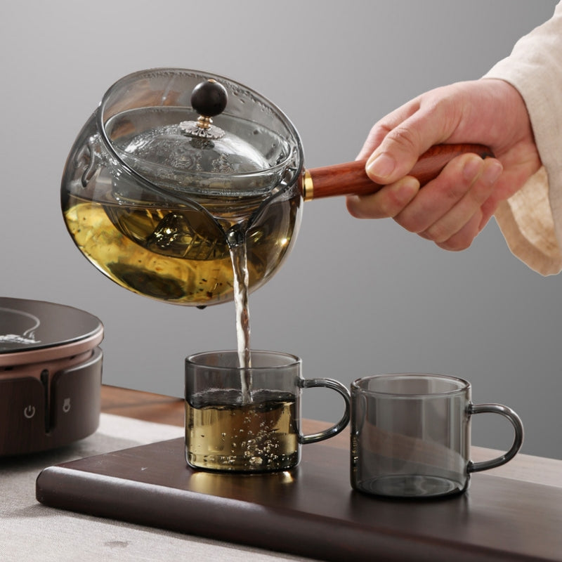 Asian Glass Teapot with Wooden handle - bliblikishop