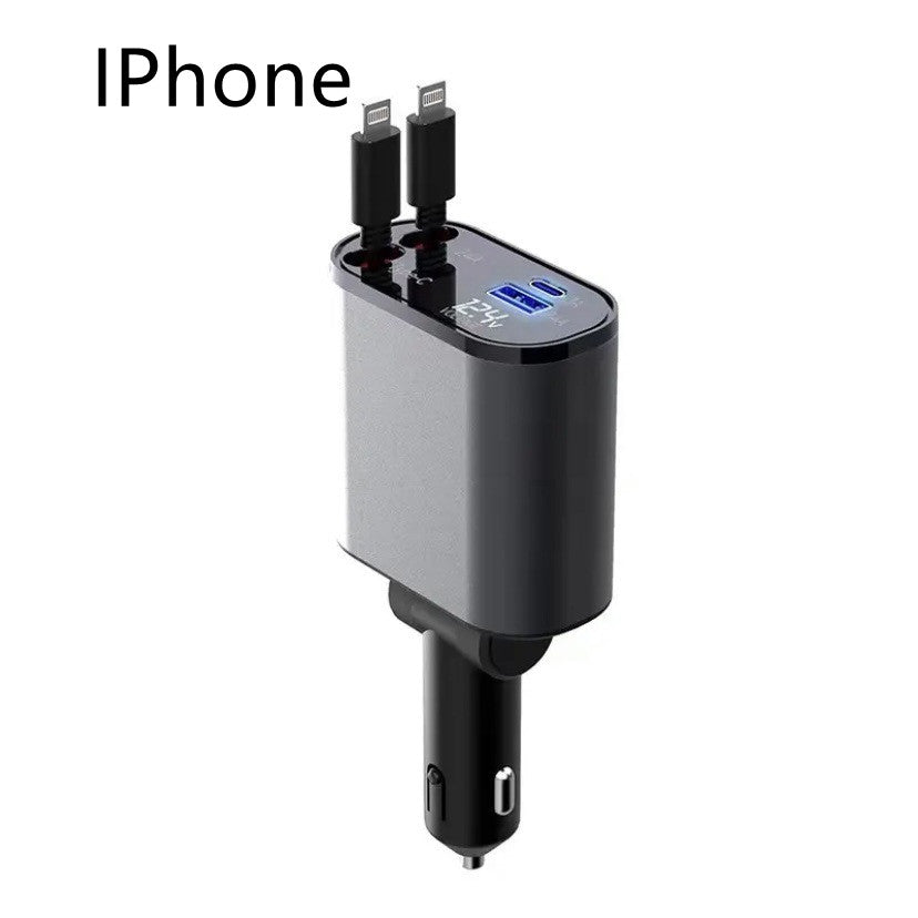 Metal Car Charger 100W Fast Charging USB And TYPE-C Adapter - bliblikishop