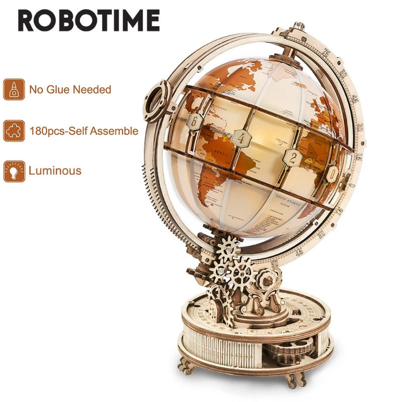 Robotime ROKR Luminous Globe 3D Wooden Puzzle Games - bliblikishop