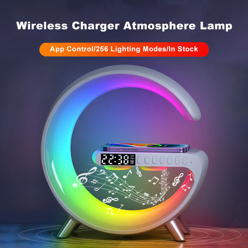 G Shaped LED Lamp Bluetooth Speaker Wireless Charger - bliblikishop