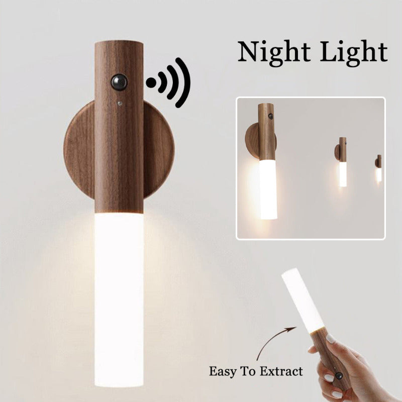 LED USB Magnetic Wood Night Light with Motion Sensor - bliblikishop