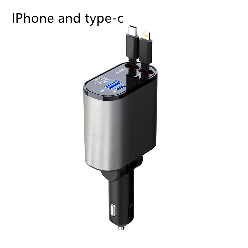 Metal Car Charger 100W Fast Charging USB And TYPE-C Adapter - bliblikishop