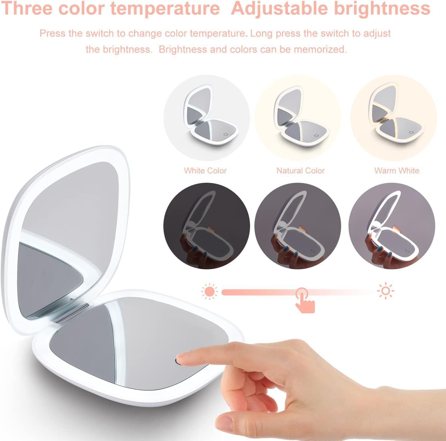 Handheld Led Make-up Mirror Foldable And Portable Portable Makeup Mirror - bliblikishop